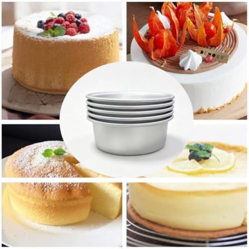 XZJMY 5-Pack 5 x 2 Inch Mini Round Cake Pans, Non-Stick Aluminum