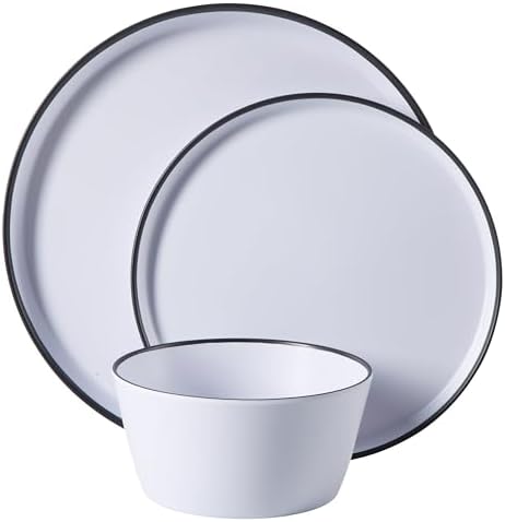 Gibson Home Folsom Shores 12 Piece Unbreakable Modern Melamine Plates