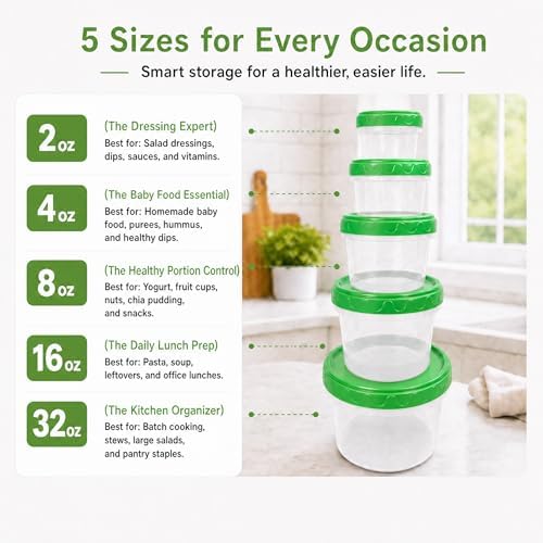 EONJOE 2oz Airtight Small Plastic Food Storage Containers with Lids