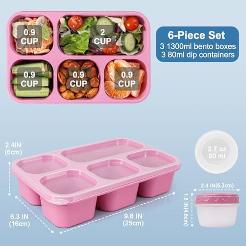 Caperci Bento Box Adult Lunchable Container with 3pc Dressing Cups