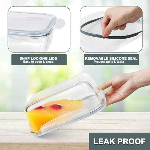 KOMUEE 4 Pack Glass Food Storage Containers Set with Lids