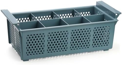 Nicunom Large Flatware Rack, 16" Plastic Cutlery Basket 8-Slot