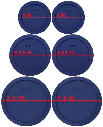Pyrex (2) 7402-PC, (2) 7201-PC, & (2) 7200-PC Blue Lids - Made in USA