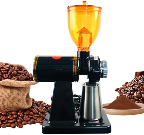 Flat Burr Coffee Grinder, 8 Grind Settings, Black