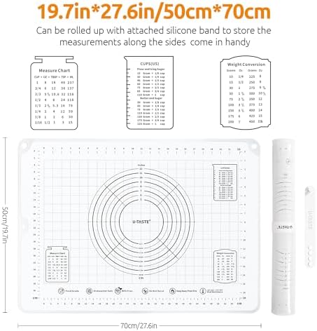U-Taste Silicone Pastry Mat, 28 x 20 Inch, Transparent