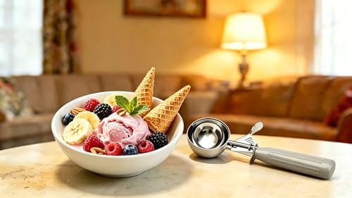 TOPKITCHEN Commercial-Grade Ice Cream Scoop 3.25 oz, 18/8 Stainless