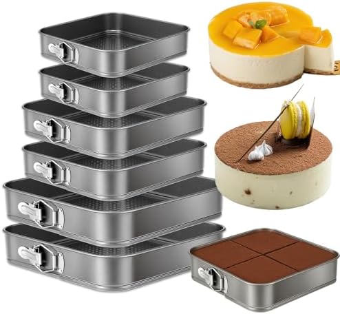 Springform Cake Pan Set of 6 (9.5, 10.2, 11 Inch 3 Sizes), Square