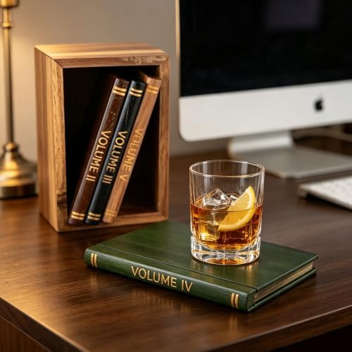 Book Coasters Set of 6 | Wood Coasters - Book-Style Decorative Wooden