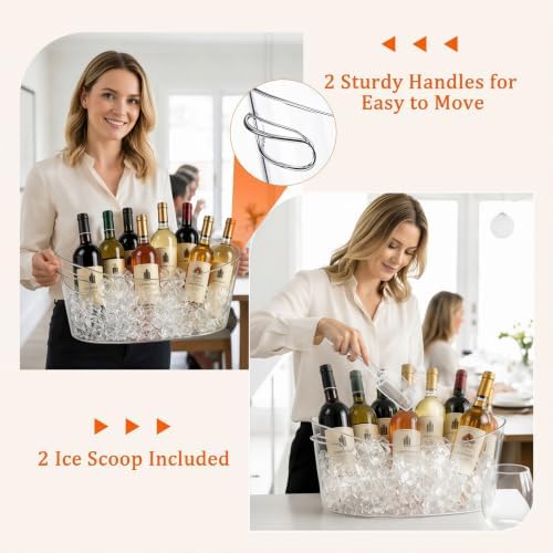 13.5L Ice Bucket 2 Pack Ice Buckets for Parties, Large Beverage Tub