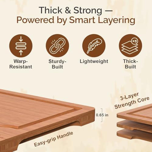 Bamboo Cutting Board Set of 3 for Kitchen – Wooden Chopping Boards
