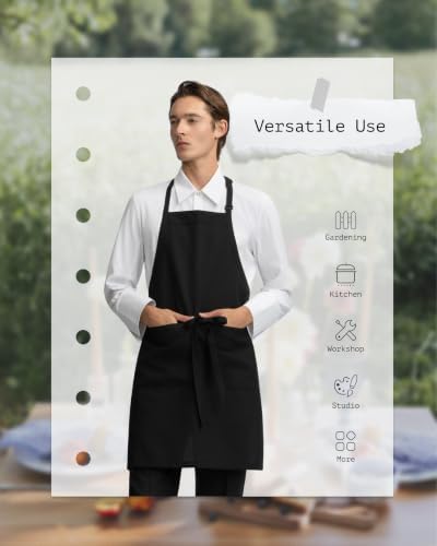 Kitchen Apron with 2 Pockets & Adjustable Neck Strap