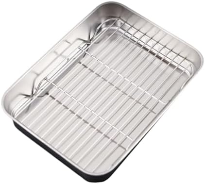 Stainless Steel Baking Tray with Net Rack, Rectangular