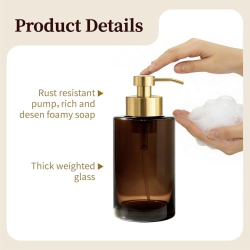 Bathroom Countertop Foaming Soap Dispenser Glass with Stainless Steel