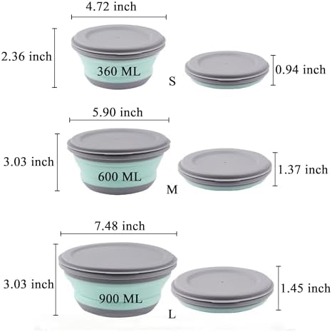 Camping Bowls, 3PCS Collapsible Bowls with Cutlery and Reusable