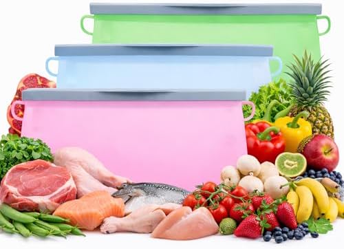 Silicone Reusable Food Storage Bags Set of 3 Leakproof Dishwasher and