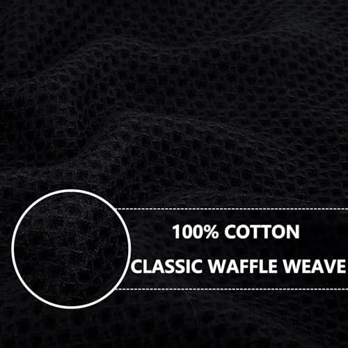 Homaxy 100% Cotton Waffle Weave Kitchen Towels, 10-Pack, Black