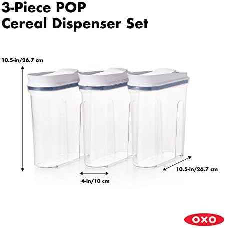 OXO Good Grips POP Airtight Cereal Dispenser 3-Piece Set, 3.4 Qt Each