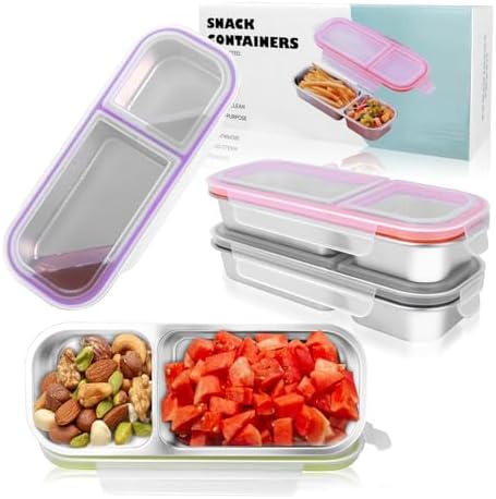4 Pack 2-Compartment Stainless Steel Lunch Containers