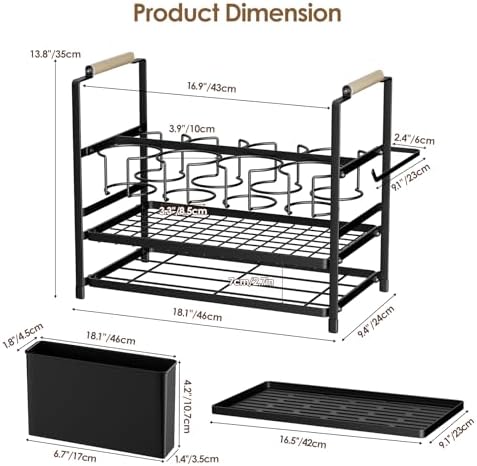 Housolution Water Bottle Tumbler Storage Organizer Drying Rack for