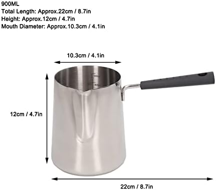 Turkish Coffee Pot, 30oz Milk Butter Warmer Pot with Long Handle