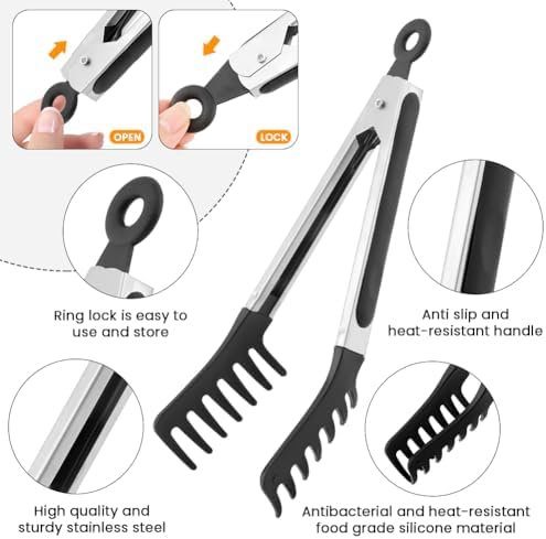 Silicone Spaghetti Spoon & Pasta Tong with Pasta Measurer