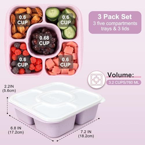 Caperci 5-Pack Lunchable Container Set for Kids & Adults