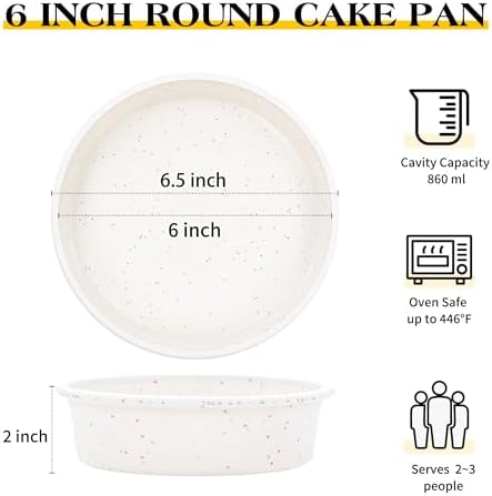 6 inch Small Round Cake Pans with Metal Reinforced Frame, Set of 3