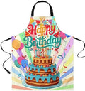 Happy Birthday Aprons for Women Men with Pockets, Colorful Balloon