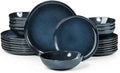 HaWare Plates and Bowls Set, Stoneware Dinnerware Sets, 24-Piece Hand-painted Dishware for 8, Ceramic Dinner Set for Home Kitchen, Microwave and Dishwasher Safe, Reactive Starry Blue