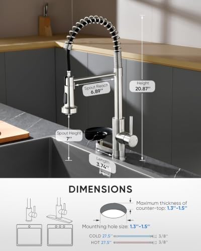Pull Down Kitchen Faucet with Cup Washer, Brushed Nickel