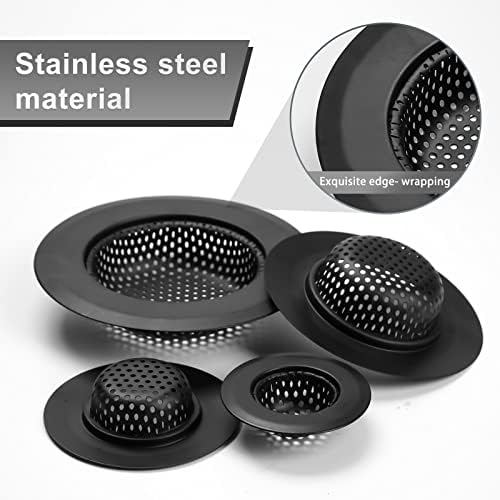4 Pack Hair Catcher Shower Drain Covers, Sink Strainer Set for Kitchen