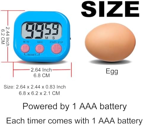 BESTWYA Digital Kitchen Timers, 6, 6 Colors