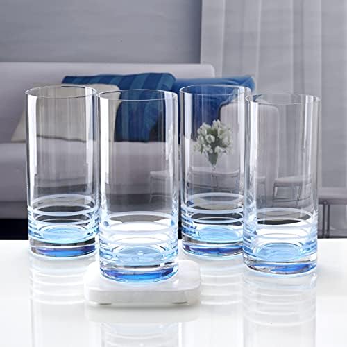 Mikasa Cal Ombre Highball Tumbler Cups, Set of 4, 17-Ounce, Blue