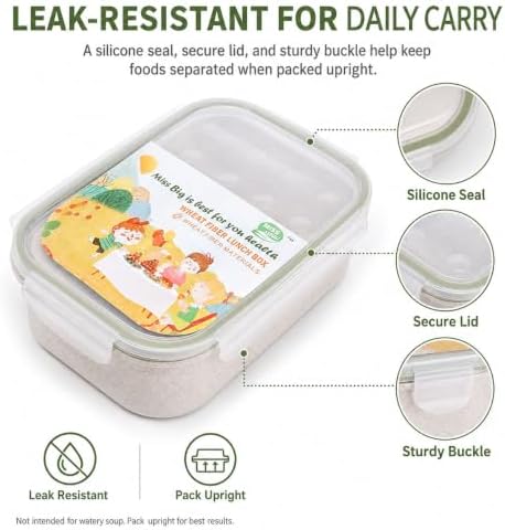 MISS BIG® Bento Lunch Box for Adults & Kids, 1900ml, 3 Compartments