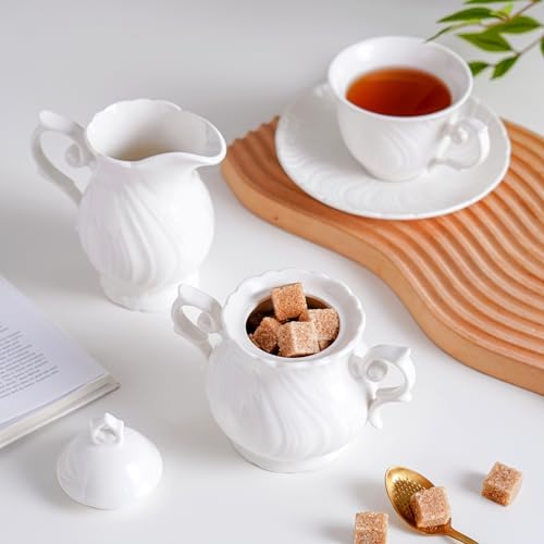 Agyiuns Sugar and Creamer Set Ceramic, Creamer Pitcher and Sugar Bowl
