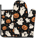 Halloween Pumpkin Ghost Oven Mitt and Pot Holder Set, 2 Pack