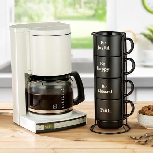 Signature Housewares Stackable Coffee Mug Tower Set with Metal Wire