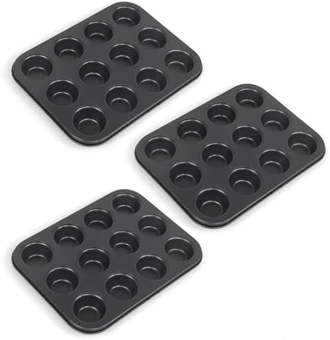 Cupcake Pan, 3 Pack 12-Cup Cupcake Tray Cupcake Tins Muffin Tins