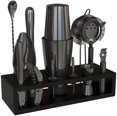 Highball & Chaser 13-Piece Gunmetal Black Stainless Steel Boston