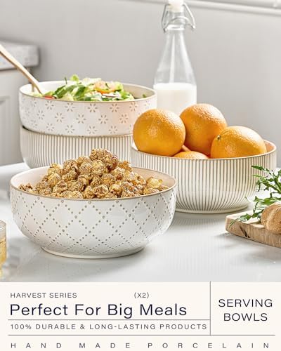 getstar Large Serving Bowls (8 inch & 60 fl oz), Ceramic Salad Bowl
