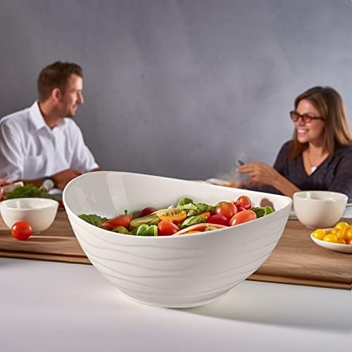 KITEISCAT Extra Large Elegant Ceramic Oval Salad Bowl Set with Premium