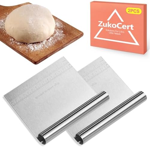 ZukoCert 2-Pack Stainless Steel Bench Scraper – Durable Dough Cutter