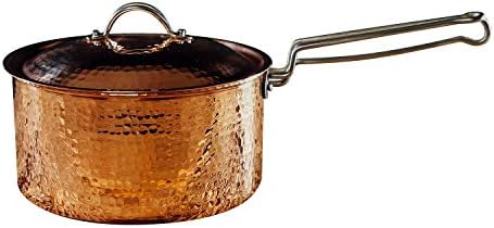 Sertodo Copper Sauce Pan with Lid | 2.5 Qt, 8 in Diameter x 4 in Deep