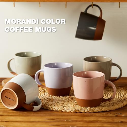 Morandi Color Ceramic Coffee Mugs Set of 6 (Large),18 oz Coffee Cups