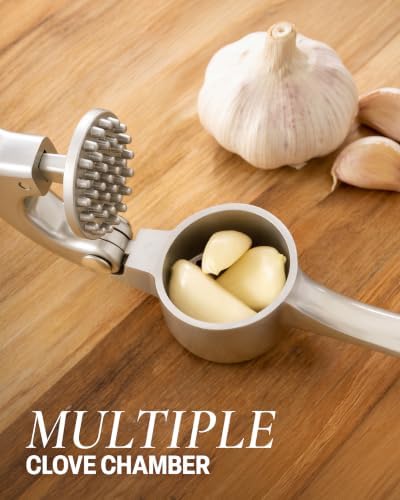Zulay Kitchen Garlic Press Set, Silver