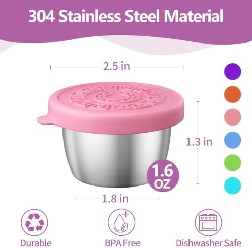 12 Pack Sauce Containers, 1.6 Oz Leakproof Sauce Cups with Lids