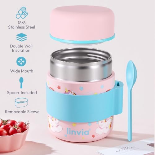 10 oz Kids Insulated Food Jar with Spoon, Lunch Container for School