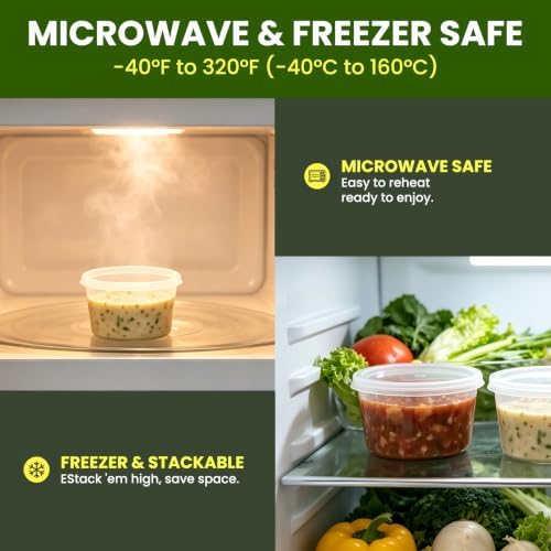 8oz Plastic Deli Containers with Lids BPA Free Food Storage Containers