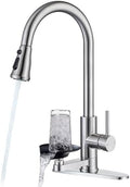 Pull-Down Kitchen Faucet with Glass Rinser, Brushed Nickel