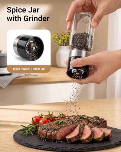 24 Pack Glass Spice Jars: 492 Lables & Pepper Grinder
